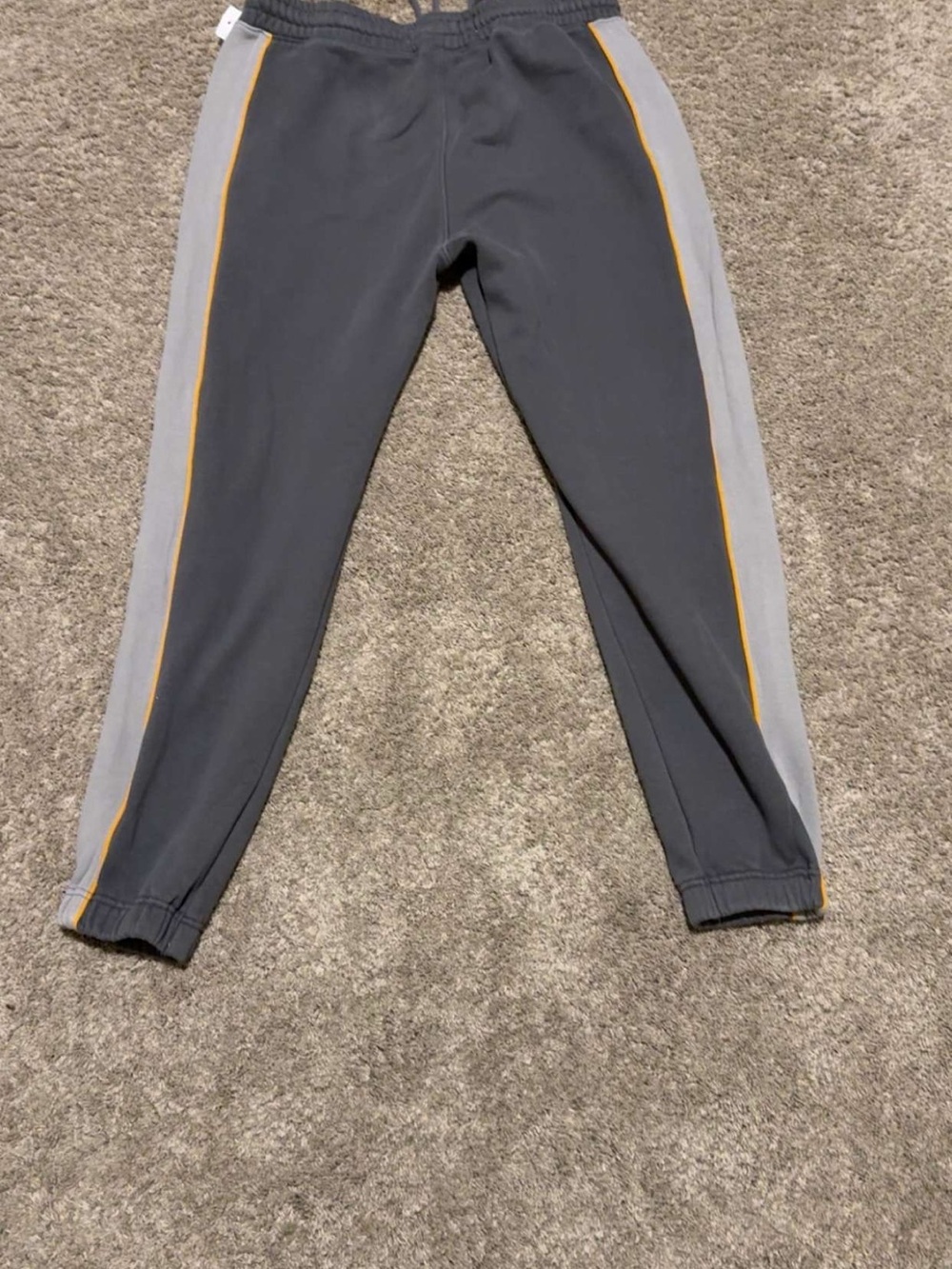 Hollister Gray Sweatpants with Light Gray Side Panels and Yellow Piping